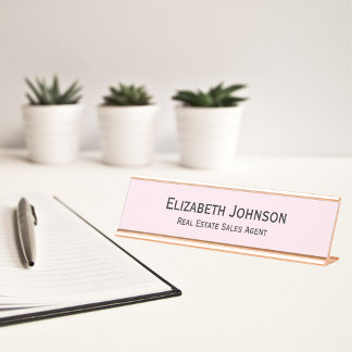 Placa De Mesa Escritório profissional moderno de Rosas claro