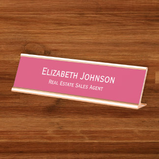 Placa De Mesa Escritório profissional rosa escuro moderno