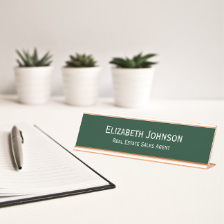 Placa De Mesa Escritório profissional verde moderno