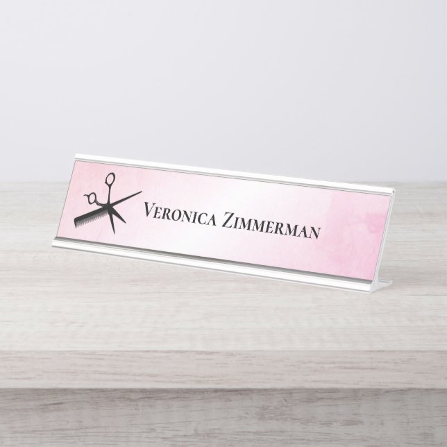 Placa De Mesa Esteticista Design Rosa (Frente)