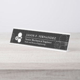Placa De Mesa Estilo de Impressão Azul de engenheiro Preto Pers