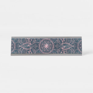 Placa De Mesa Estrelas da Nebulosa Azul de Mandala, Rosa Dourado