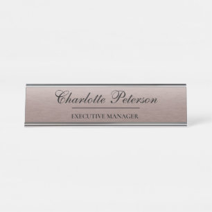 Placa De Mesa Executivo de Metal Brown Personalizado