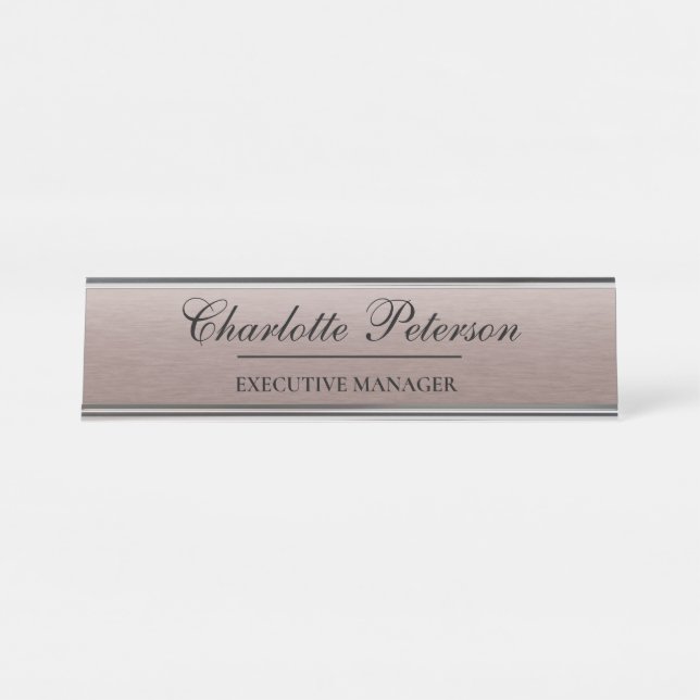 Placa De Mesa Executivo de Metal Brown Personalizado (Frente)