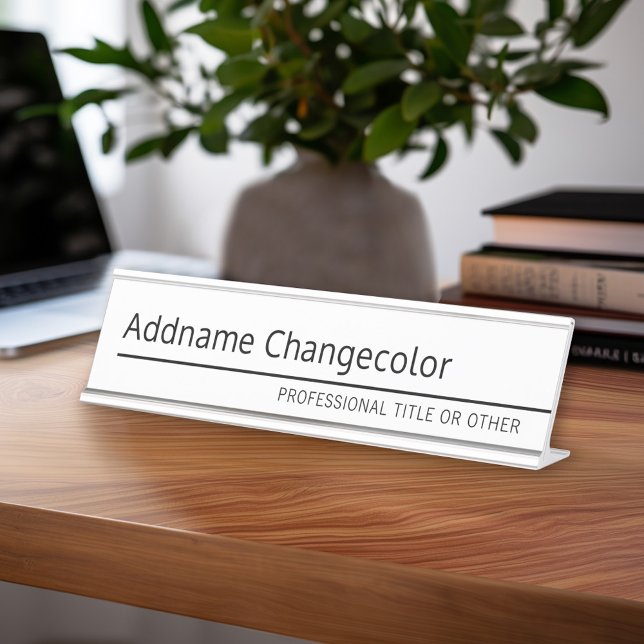 Placa De Mesa Executivo Moderno com Nome e Título com Linha (Custom Name Plate - Executive Desk Sign with Name and title or other text)