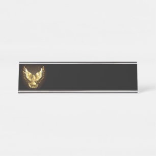 Placa De Mesa Faux Gold Foil Peace Dove em Preto