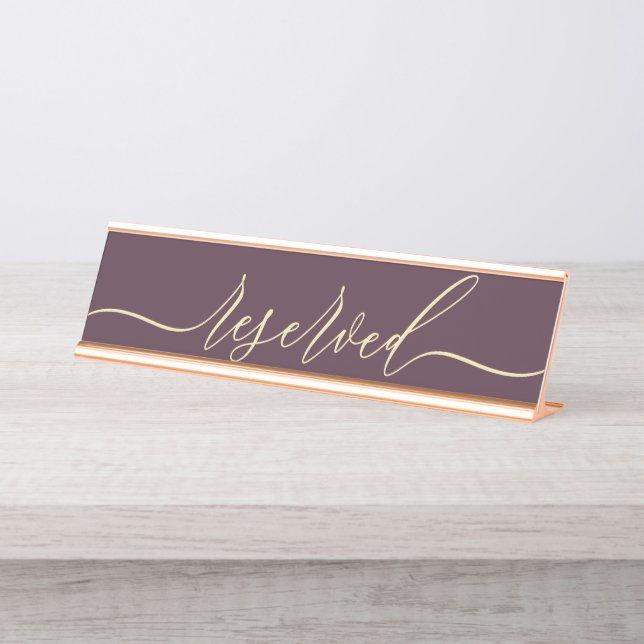 Placa De Mesa Figo da Meia-Noite & Champanhe Rótulo de Mesa Rese (Frente)