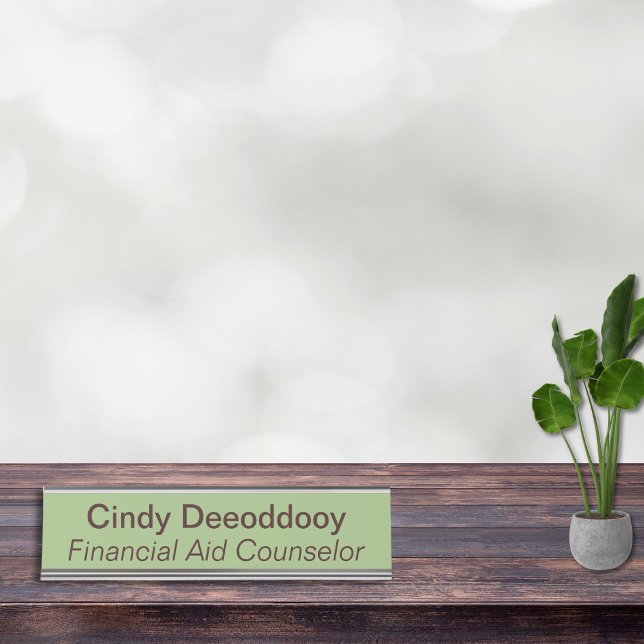 Placa De Mesa Financial Aid Counselor Sage Green (Criador carregado)