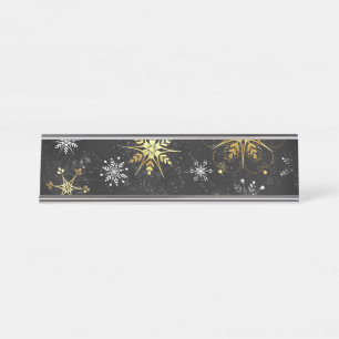 Placa De Mesa Flocos de neve do Ouro Xmas em preto