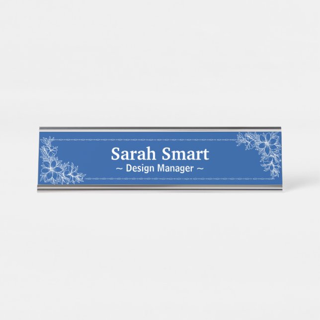 Placa De Mesa Floral Branco com quadro (Frente)