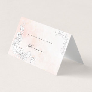 Placa de Mesa Floral de Casamento com Blush Modern