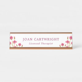 Placa De Mesa Flores Rosa Texto Turvo