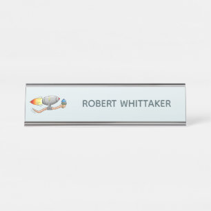 Placa De Mesa Foguete Minhoca Jetpack Viagem