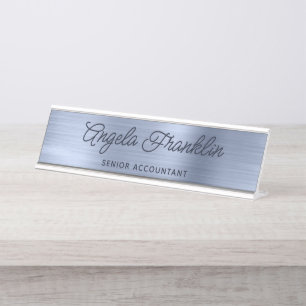 Placa De Mesa Foil Metálico Azul Empoeirado
