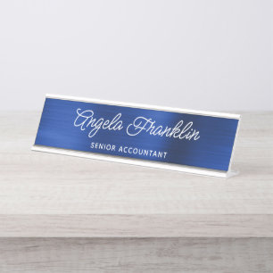 Placa De Mesa Foil Metálico Azul Marinho Real