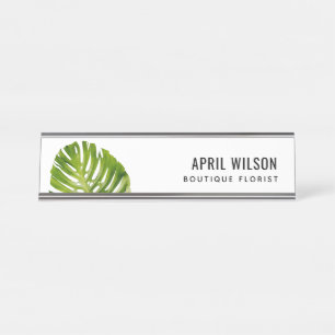 PLACA DE MESA FOLIAGEM DE FOLHA VERDE MONSTERA ELEGANTE
