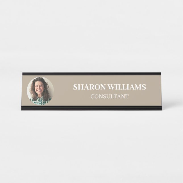 Placa De Mesa Foto Personalizada Simples e Moderna para Funcioná (Frente)
