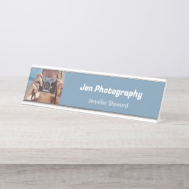Placa De Mesa Fotografia azul personalizada