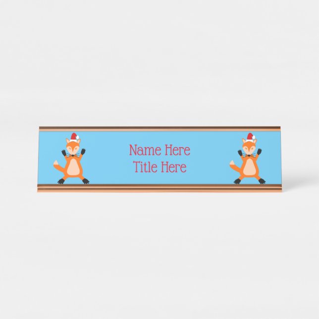 Placa De Mesa Fox de Natal Bonita Personalizada (Frente)