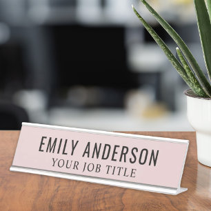 Placa De Mesa Funcionária de escritório rosa moderno