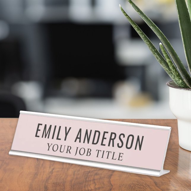 Placa De Mesa Funcionária de escritório rosa moderno (Criador carregado)