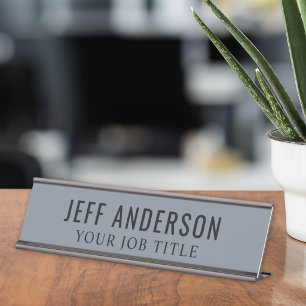 Placa De Mesa Funcionário de escritório cinza azul ardósia moder