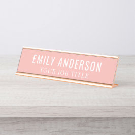 Placa De Mesa Funcionário de Escritório Rosa Moderno