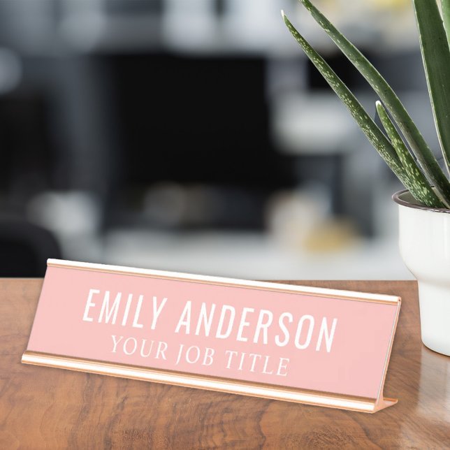Placa De Mesa Funcionário de escritório rosa moderno (Criador carregado)