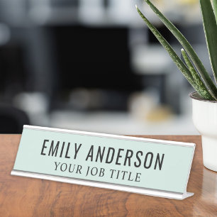 Placa De Mesa Funcionário de escritório verde névoa moderna