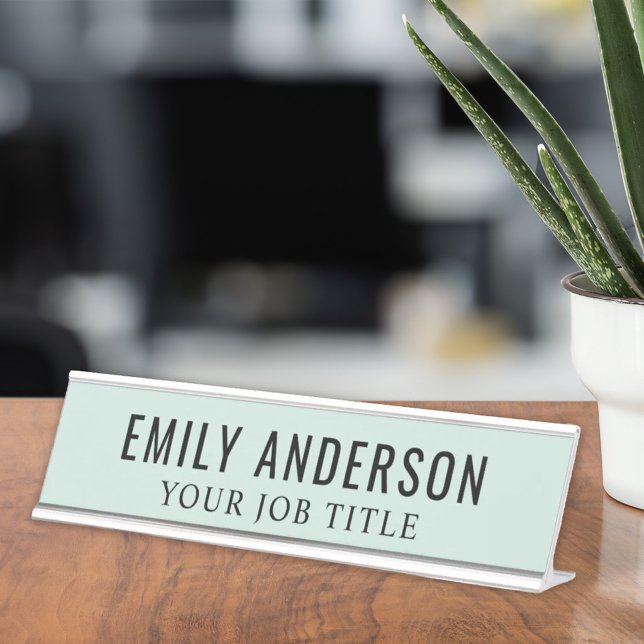 Placa De Mesa Funcionário de escritório verde névoa moderna (Criador carregado)