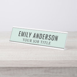 Placa De Mesa Funcionário do Escritório Verde Moderno