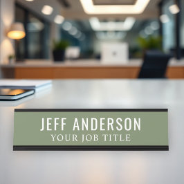 Placa De Mesa Funcionário do Escritório Verde Oleícola Moderno