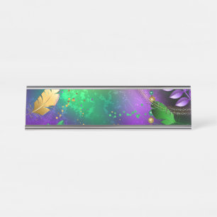 Placa De Mesa Fundo márdi iridescente com miçangas
