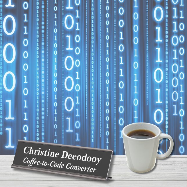 Placa De Mesa Funny Tech Coffee-to-Code Converter Black (Criador carregado)