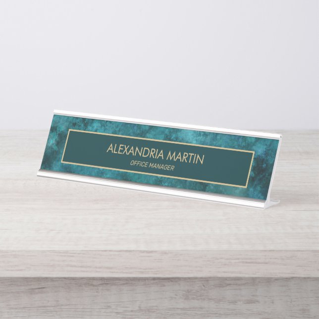 Placa De Mesa Gabinete Profissional de Aquarela Teal (Frente)