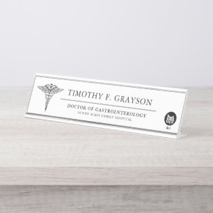 Placa De Mesa Gastroenterologista Personalizado Preto