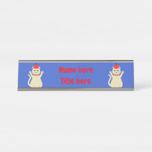 Placa De Mesa Gato de Natal Bonito Personalizado