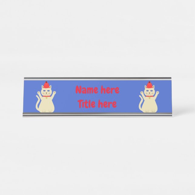 Placa De Mesa Gato de Natal Bonito Personalizado (Frente)