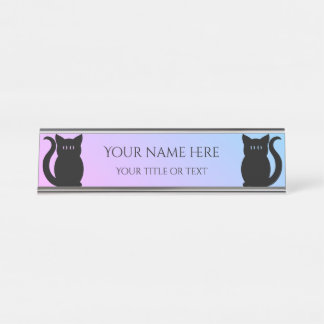 Placa De Mesa Gatos negros e gradientes, fundo do seu nome