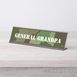 Placa De Mesa General Grandpa Green Camouflage Name Modelo