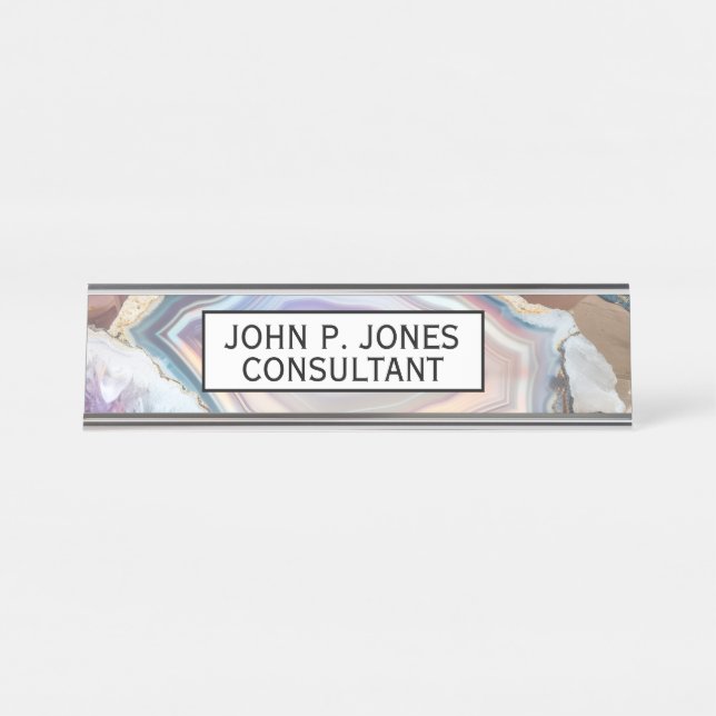 Placa De Mesa Geode Crystal | Crystal Photo Desk Name Plate (Frente)