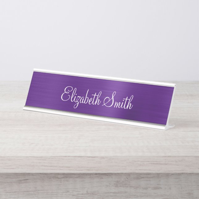 Placa De Mesa Girly Royal Purple Metallic Foil (Frente)