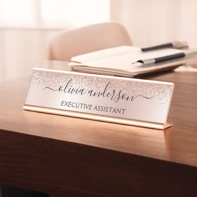 Placa De Mesa Glitter de Sparkle Dourado do Rosa profissional mo (Criador carregado)