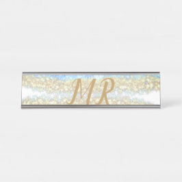 Placa De Mesa glitter dourado azul glitter glitter nome monogram