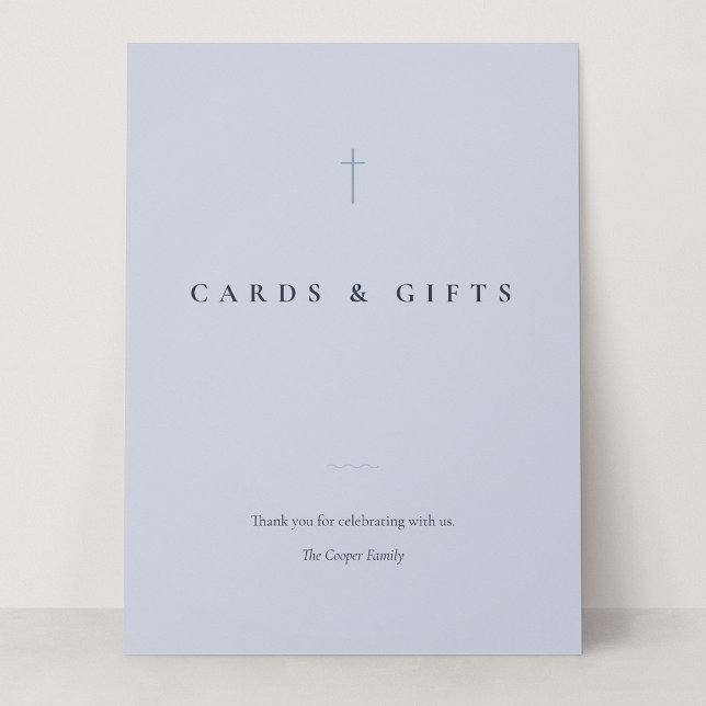 Placa de mesa Grace Blue Minimal Cross Cards & Gif (Grace | Blue - 6.5 x 8.75" Cards & Gifts Card Sign)