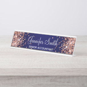 Placa De Mesa Gradiente Azul do Marinho brilhante rosa Dourado