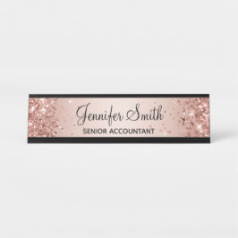 Placa De Mesa Gradiente de Rosa Dourado Falso Brilhante Feminino