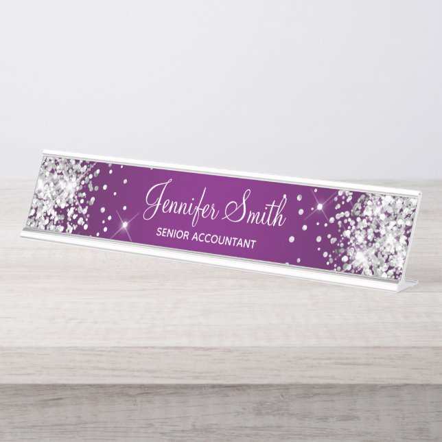 Placa De Mesa Gradiente Roxo-Roxo da Glitter Girard Silver (Frente)