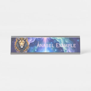 Placa De Mesa Guardiões enluarados – Leão cósmico.