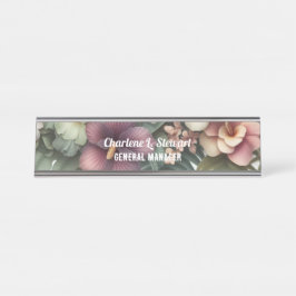 Placa De Mesa Hibiscus Tropical Botanical Desk Name Plate